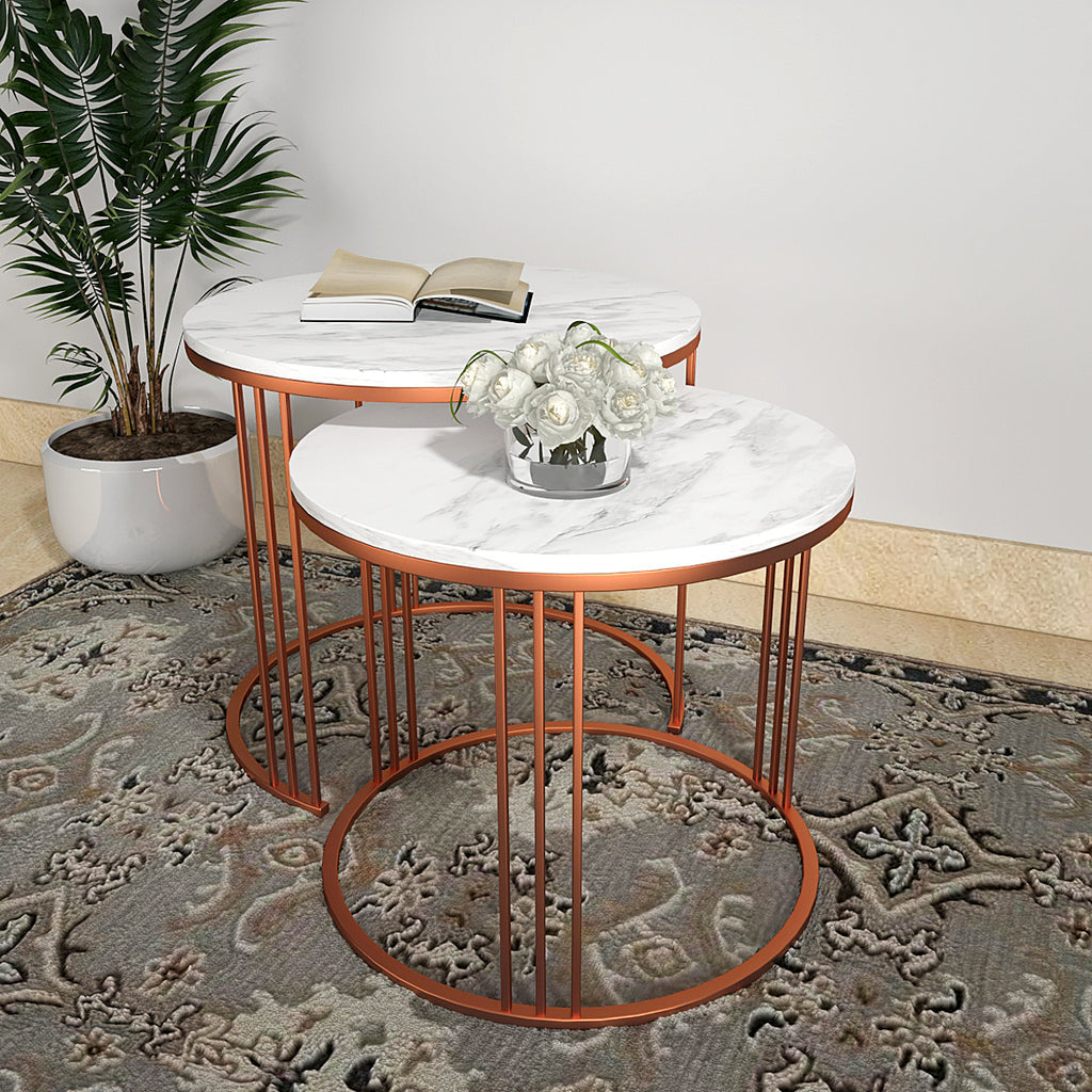 Classic Tethered Copper Nesting Table Set of 2 Table