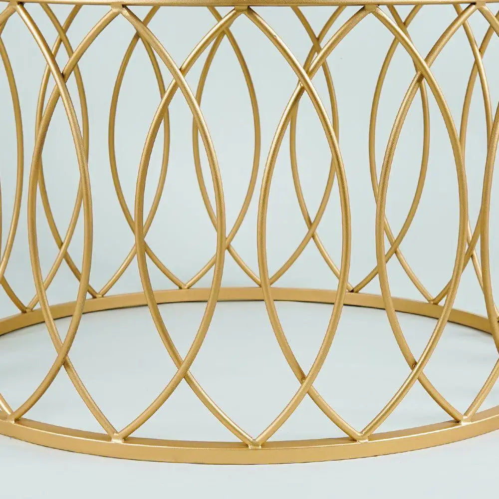 luxurious Designer in Golden & White Marble Round Shape Center Table Table