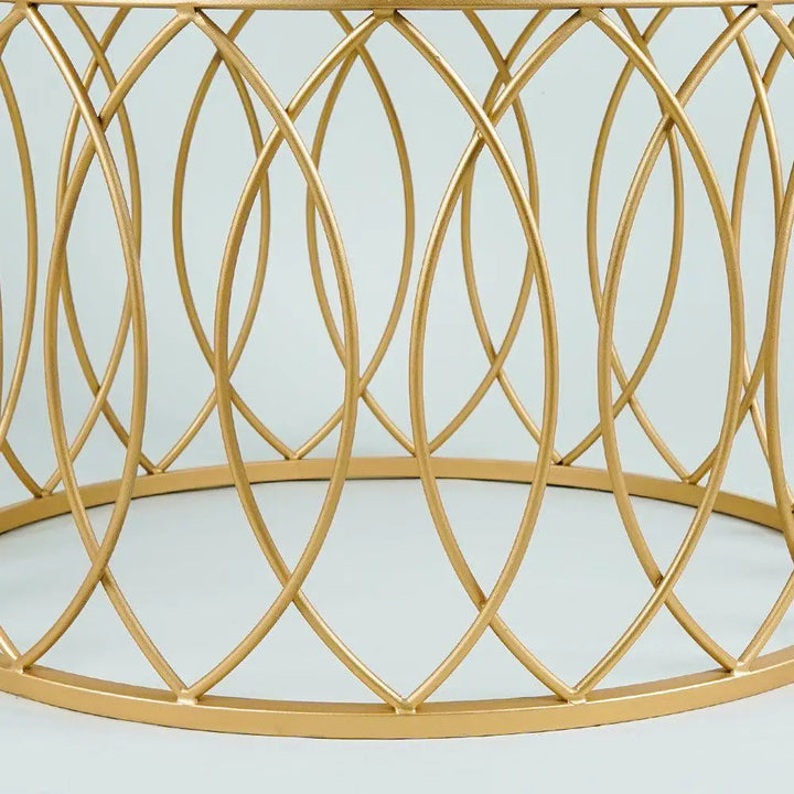 luxurious Designer in Golden & White Marble Round Shape Center Table Table