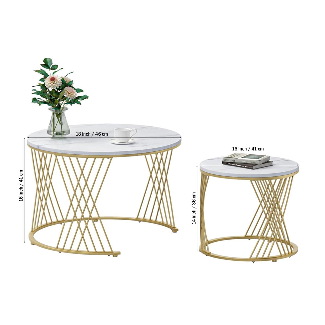 Modern Faux Marble Attractive Design Rounded Coffee Table Table