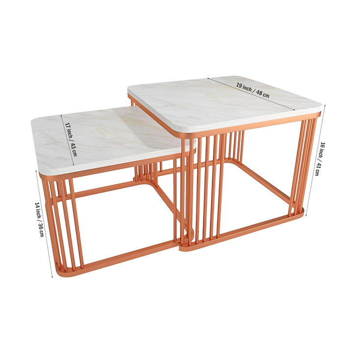 Square Copper Tethered Nesting Table Set of 2 Table