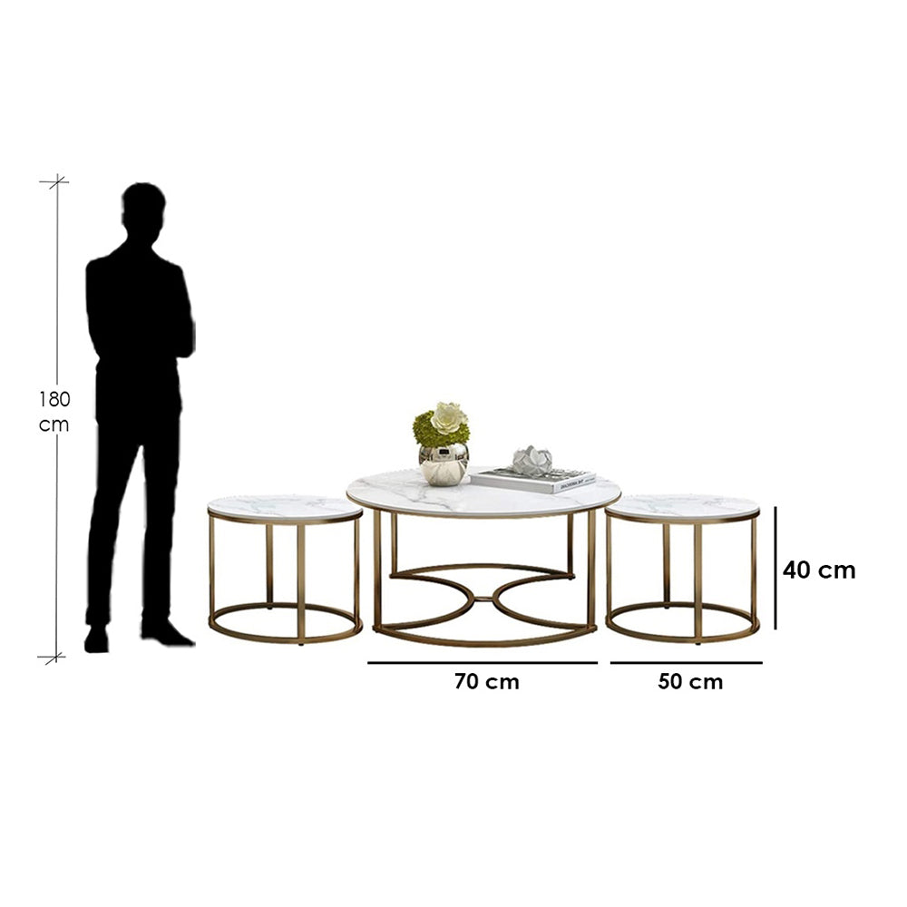 Trio Golden Nesting Tables Set of 3 Table