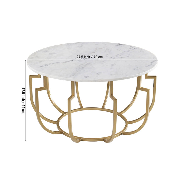 Unique Design White Marble Golden Metal Center Table Table