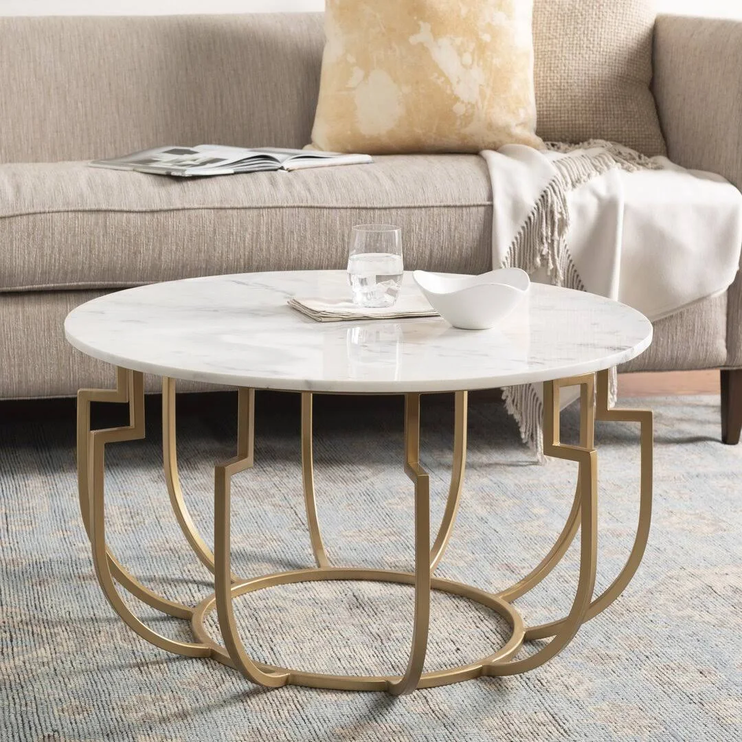 Unique Design White Marble Golden Metal Center Table Table