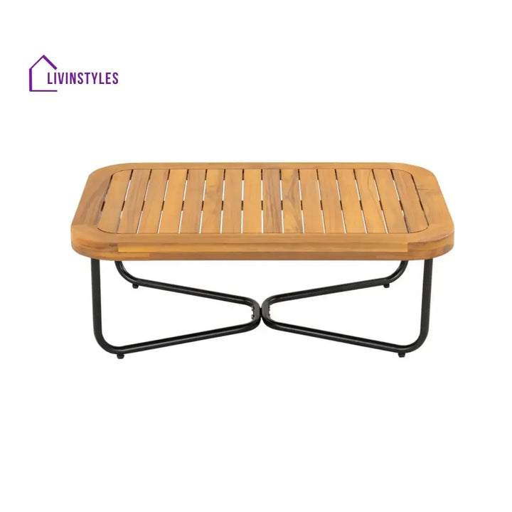 Vibhuti Outdoor 4-Piece Rope Woven Conversation Sofa Set with Wooden Top Table - Sofa Set