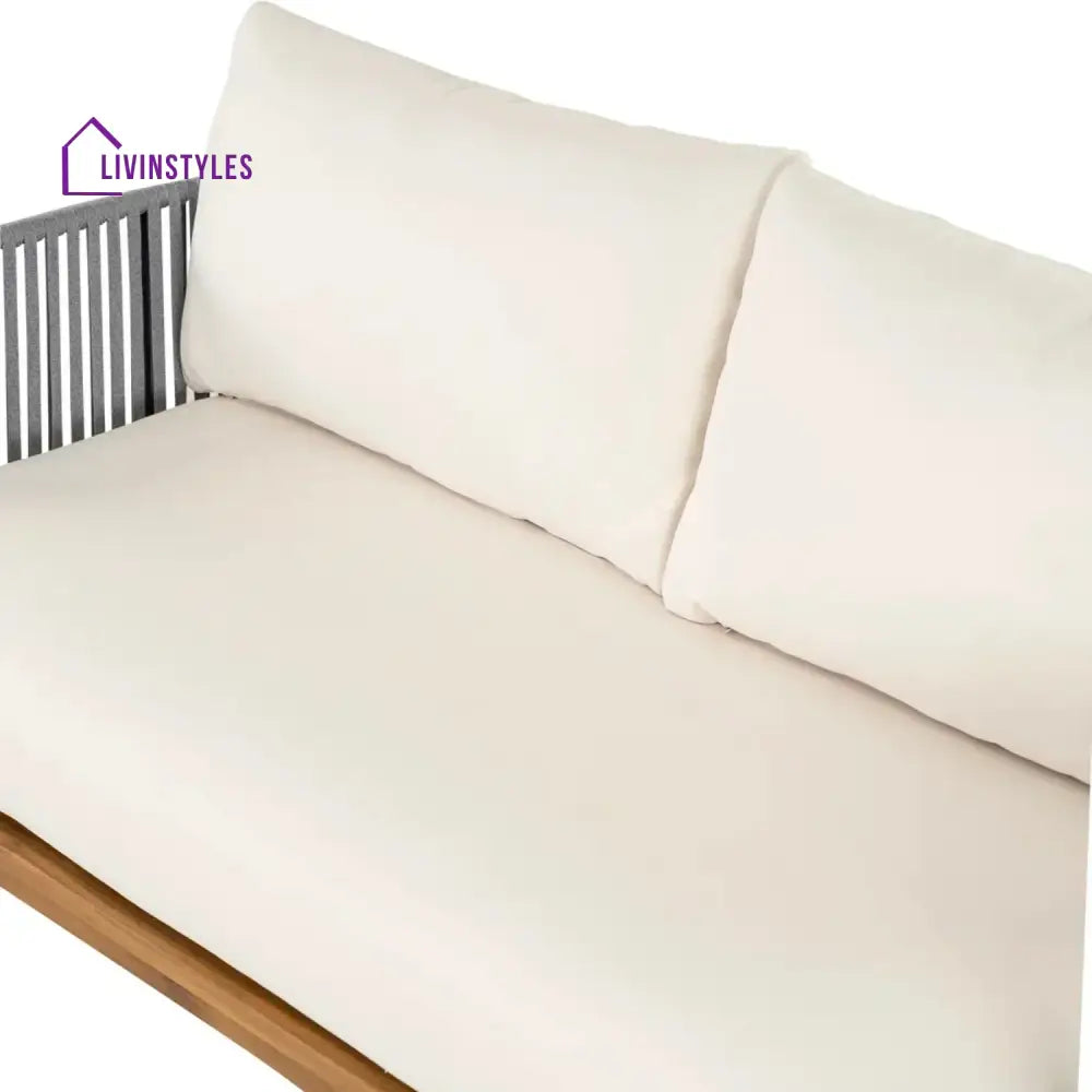 Vibhuti Outdoor 4-Piece Rope Woven Conversation Sofa Set with Wooden Top Table - Sofa Set