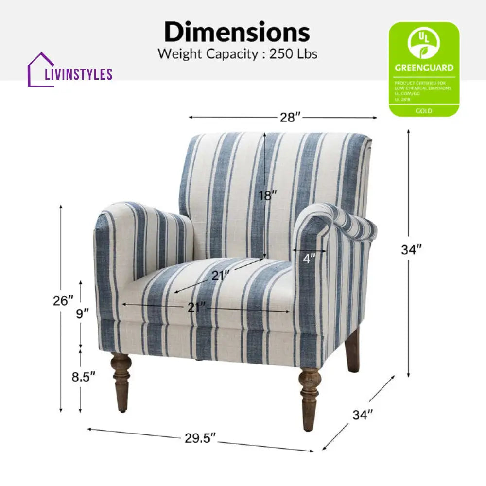 Vibhuti Solid Wood and Fabric Arm Chair | Living Room Chair | Lounge Chair