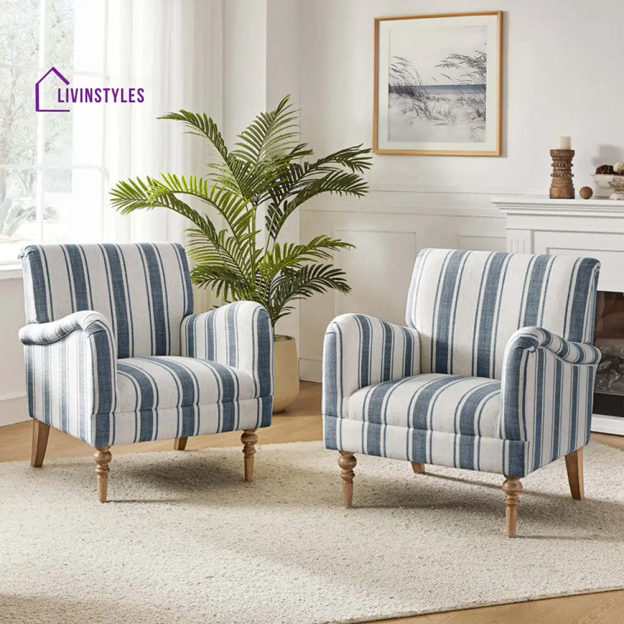 Vibhuti Solid Wood and Fabric Arm Chair | Living Room Chair | Lounge Chair