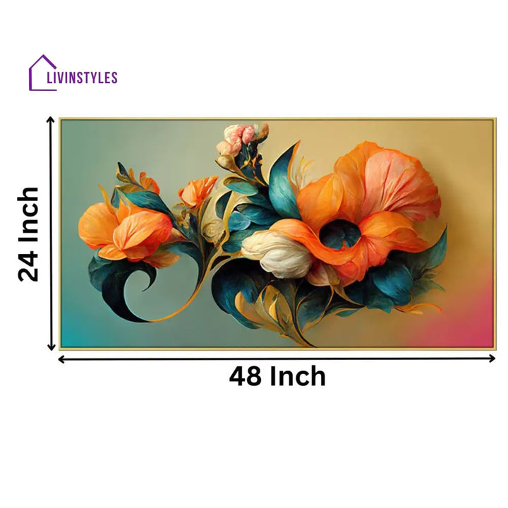 Vibrant Floral Bouquet In Gold Wall Painting