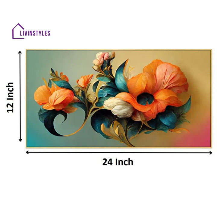 Vibrant Floral Bouquet In Gold Wall Painting