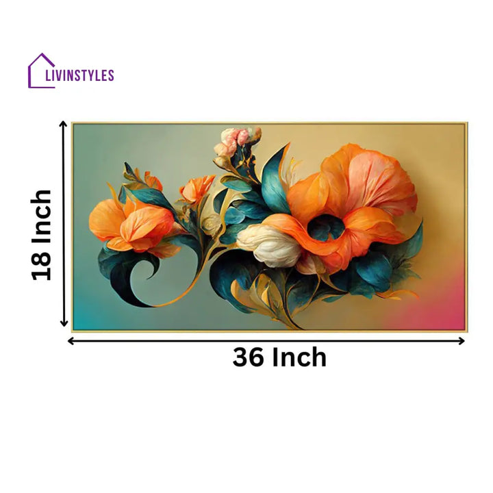 Vibrant Floral Bouquet In Gold Wall Painting