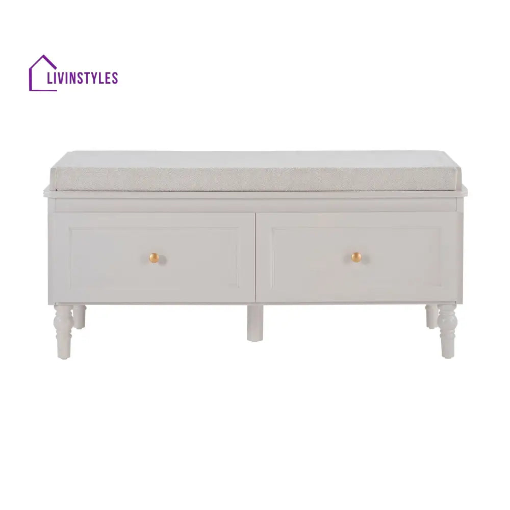 Vicente Mango Wood Storage Cupboard with Seat - Stone Grey - Storage Cabinet