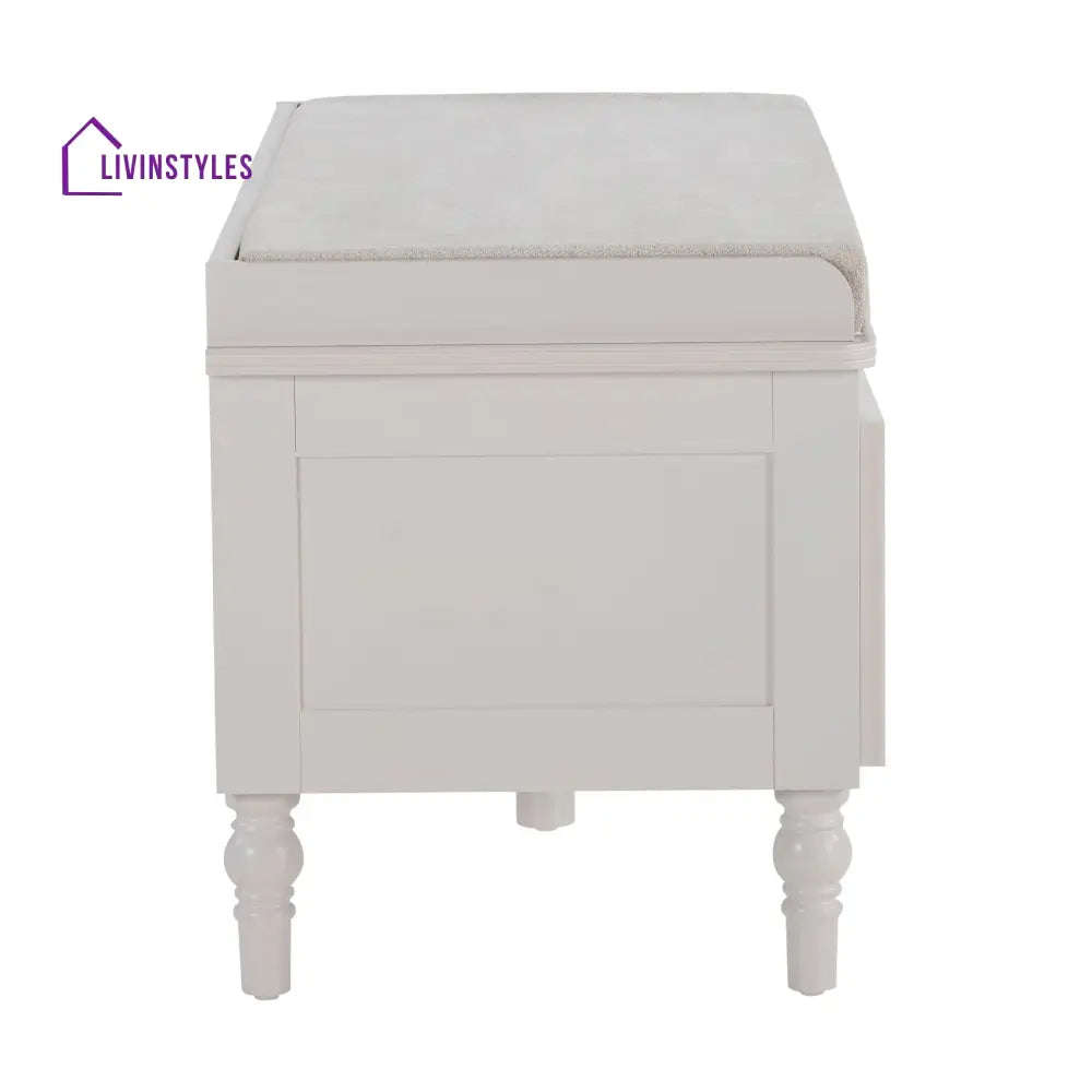 Vicente Mango Wood Storage Cupboard with Seat - Stone Grey - Storage Cabinet