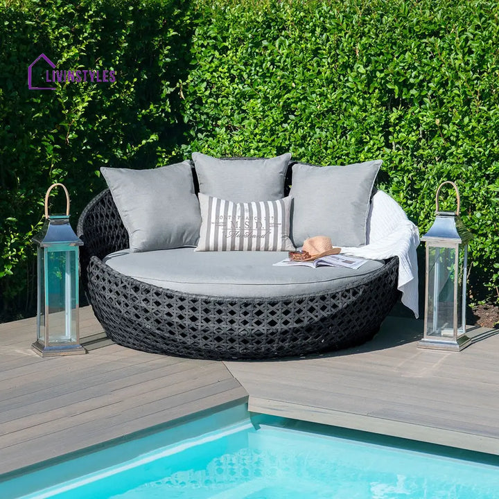 Vicenzo Outdoor Poolside Sunbed With Cushion Daybed (Grey) - Sunbed