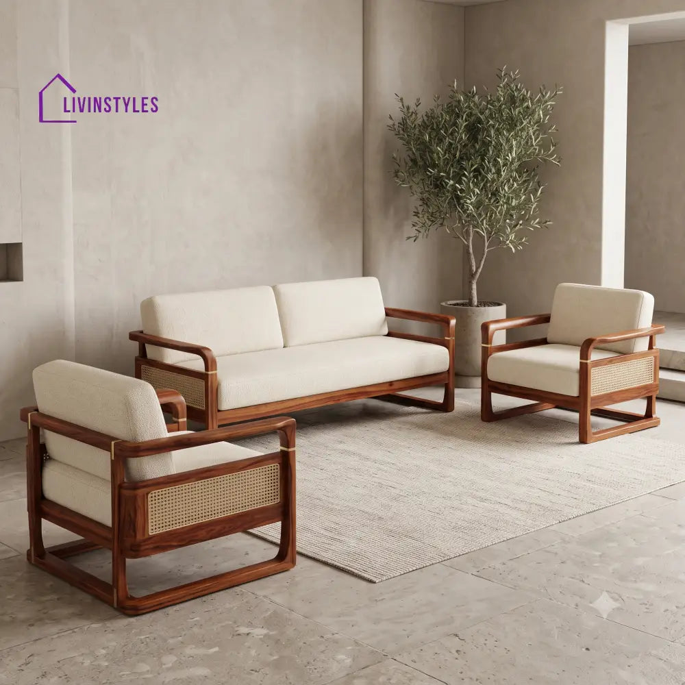 Victoire Premium Wooden Sofa Set for Living Room | 3 + 1 + 1 Seater Sheesham Wood Sofa Set