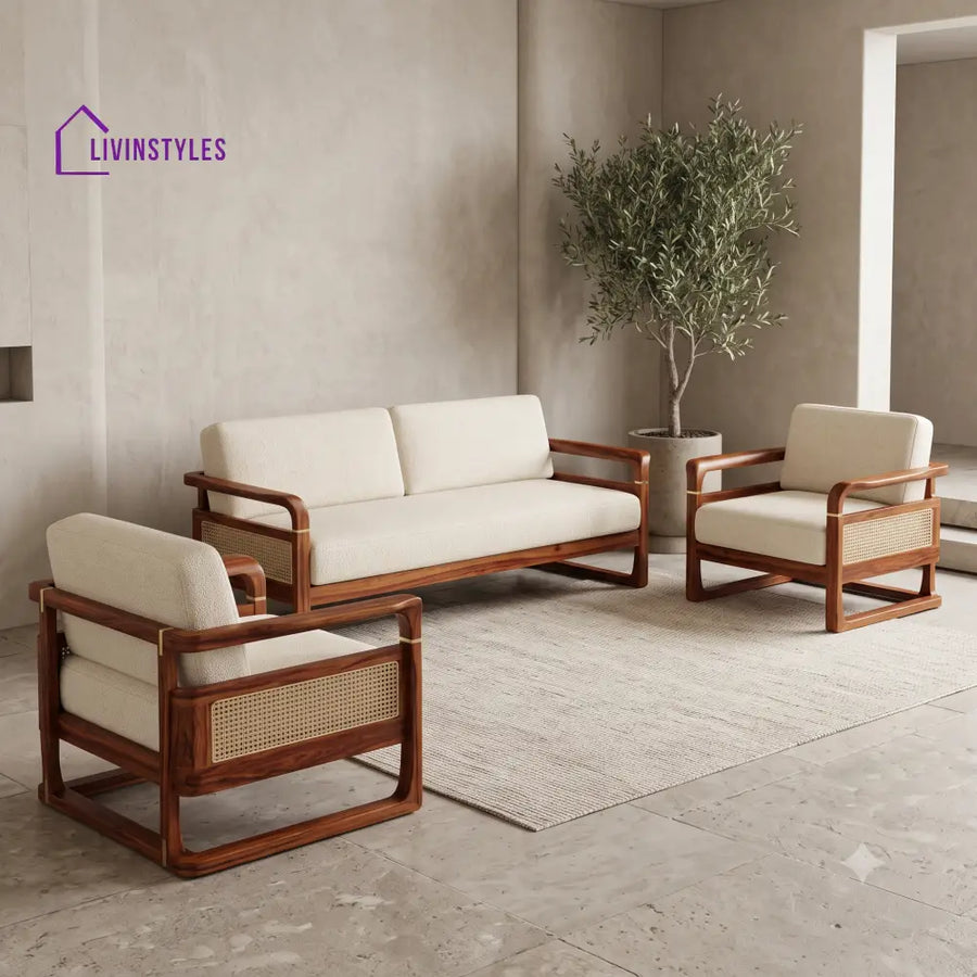 Victoire Premium Wooden Sofa Set for Living Room | 3 + 1 + 1 Seater Sheesham Wood Sofa Set