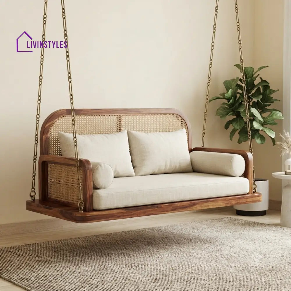 Victor 2 Seater Wooden Swing for Home | Wooden Jhula for home