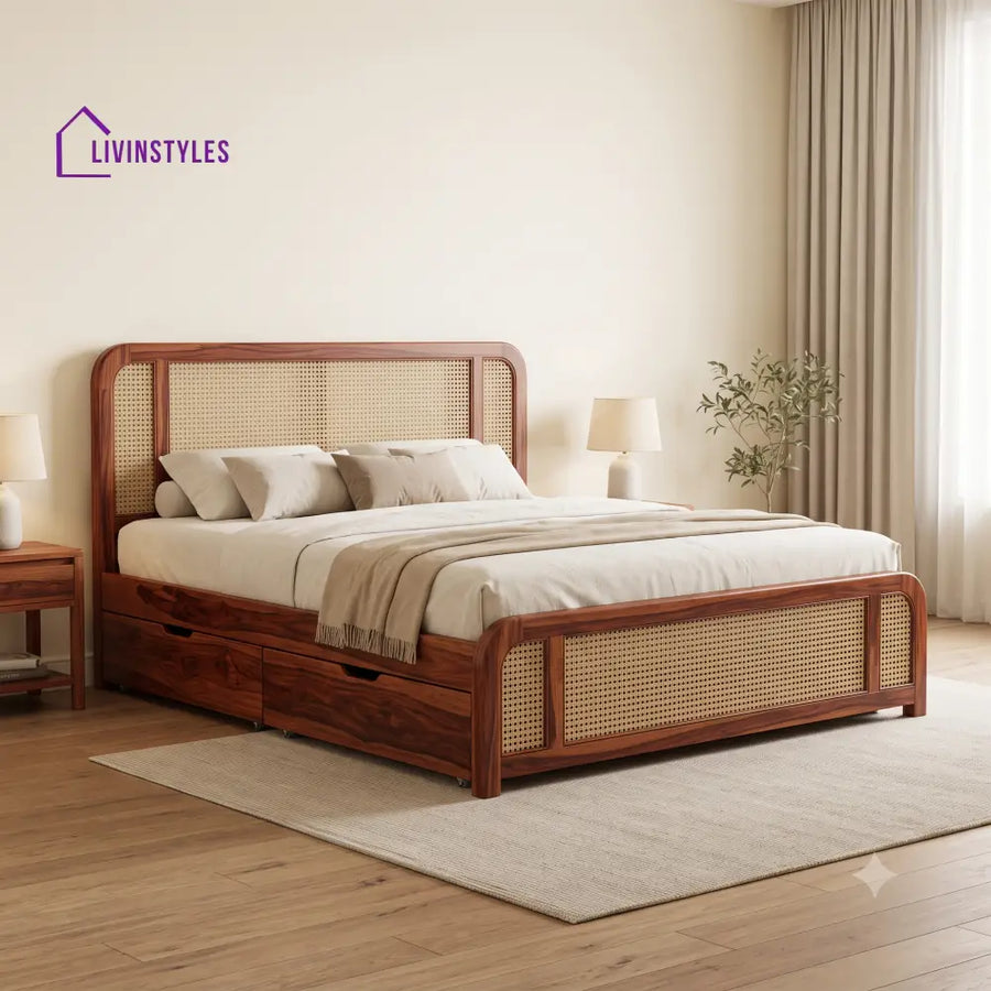 Victor Premium Wooden Bed with Drawer Storage | King Size Bed & Queen Size Bed Online