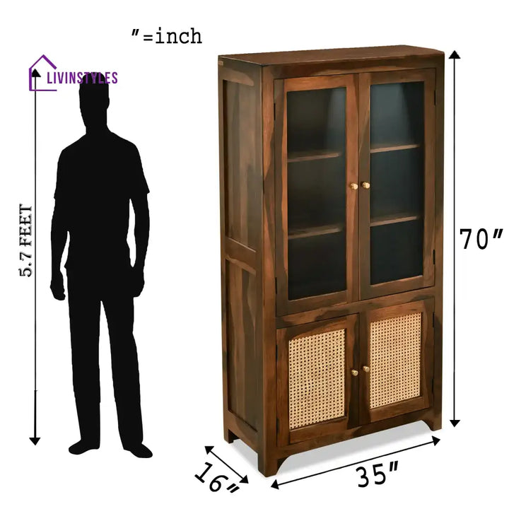 Victoria Rattan Solid Wood Sheesham Cane Bookshelves bookshelves