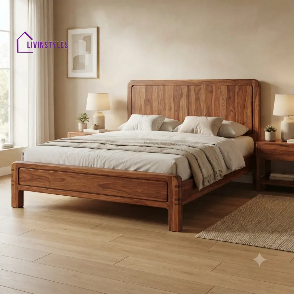 Victoria Solid Sheesham Wood Bed without Storage