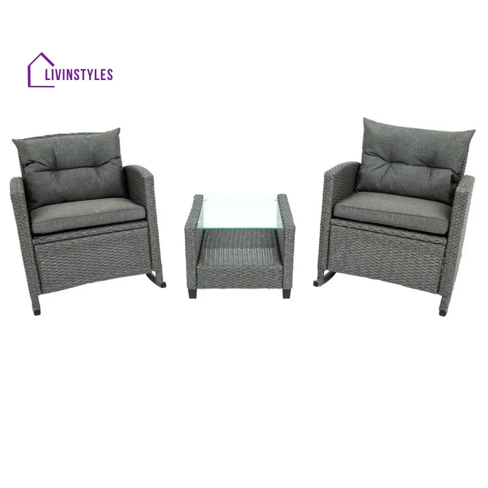 Vicy Outdoor Patio Seating Set 2 Chairs and 1 Table Set (Grey) - Coffee Table Sets