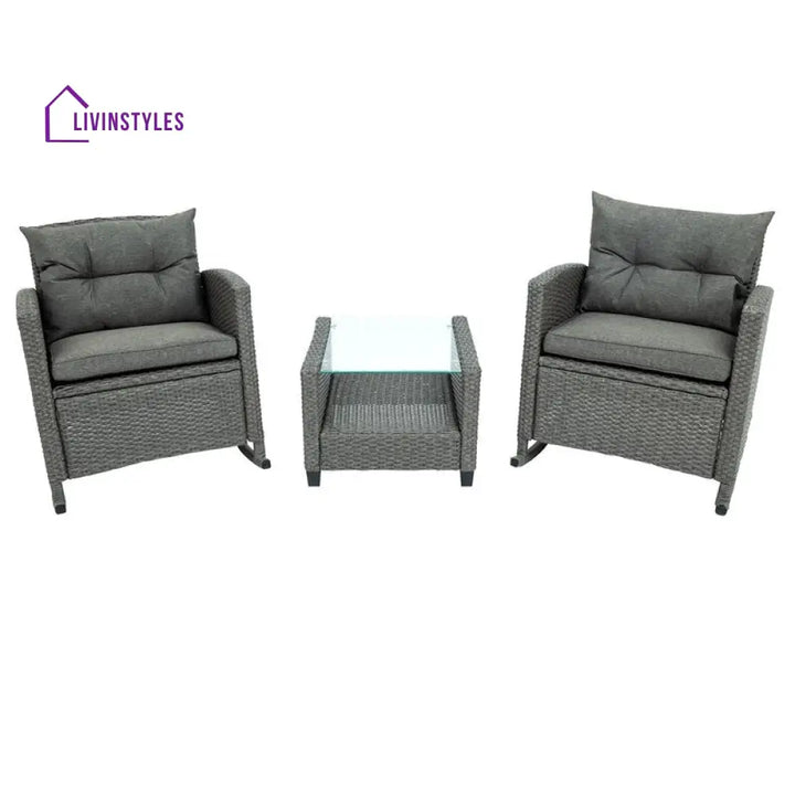Vicy Outdoor Patio Seating Set 2 Chairs and 1 Table Set (Grey) - Coffee Table Sets