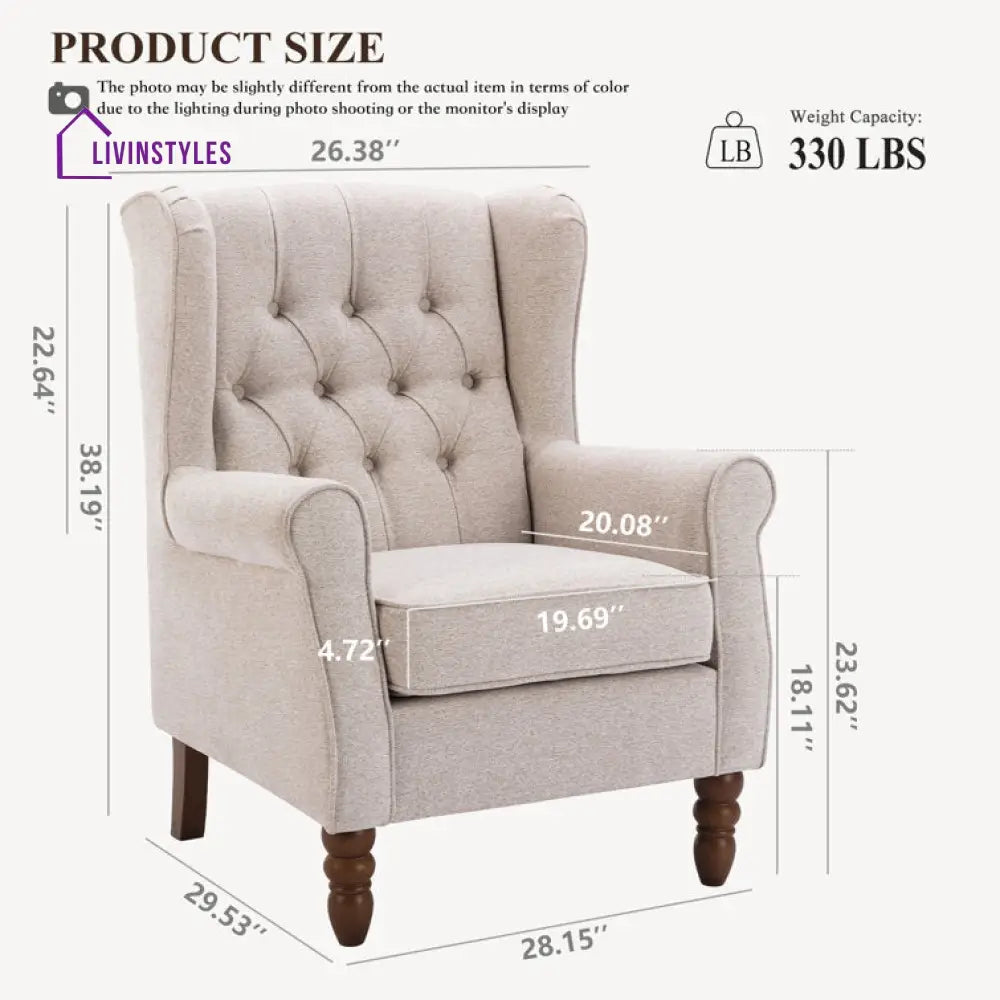 Vidhatri Solid Wood and Fabric Arm Chair | Living Room Chair | Lounge Chair