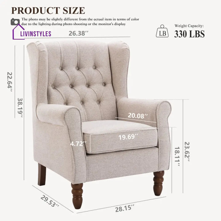 Vidhatri Solid Wood and Fabric Arm Chair | Living Room Chair | Lounge Chair