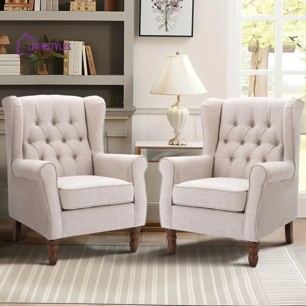 Vidhatri Solid Wood and Fabric Arm Chair | Living Room Chair | Lounge Chair