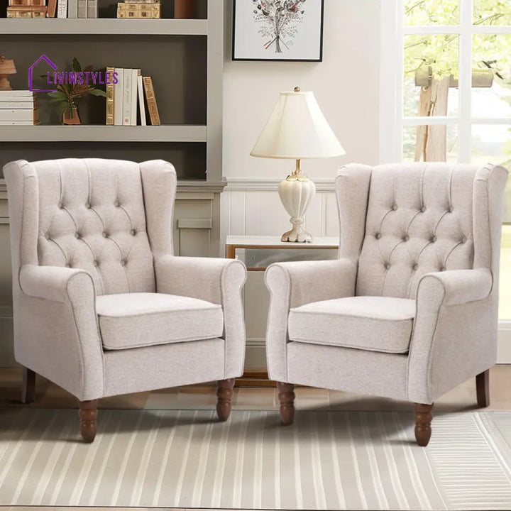 Vidhatri Solid Wood and Fabric Arm Chair | Living Room Chair | Lounge Chair