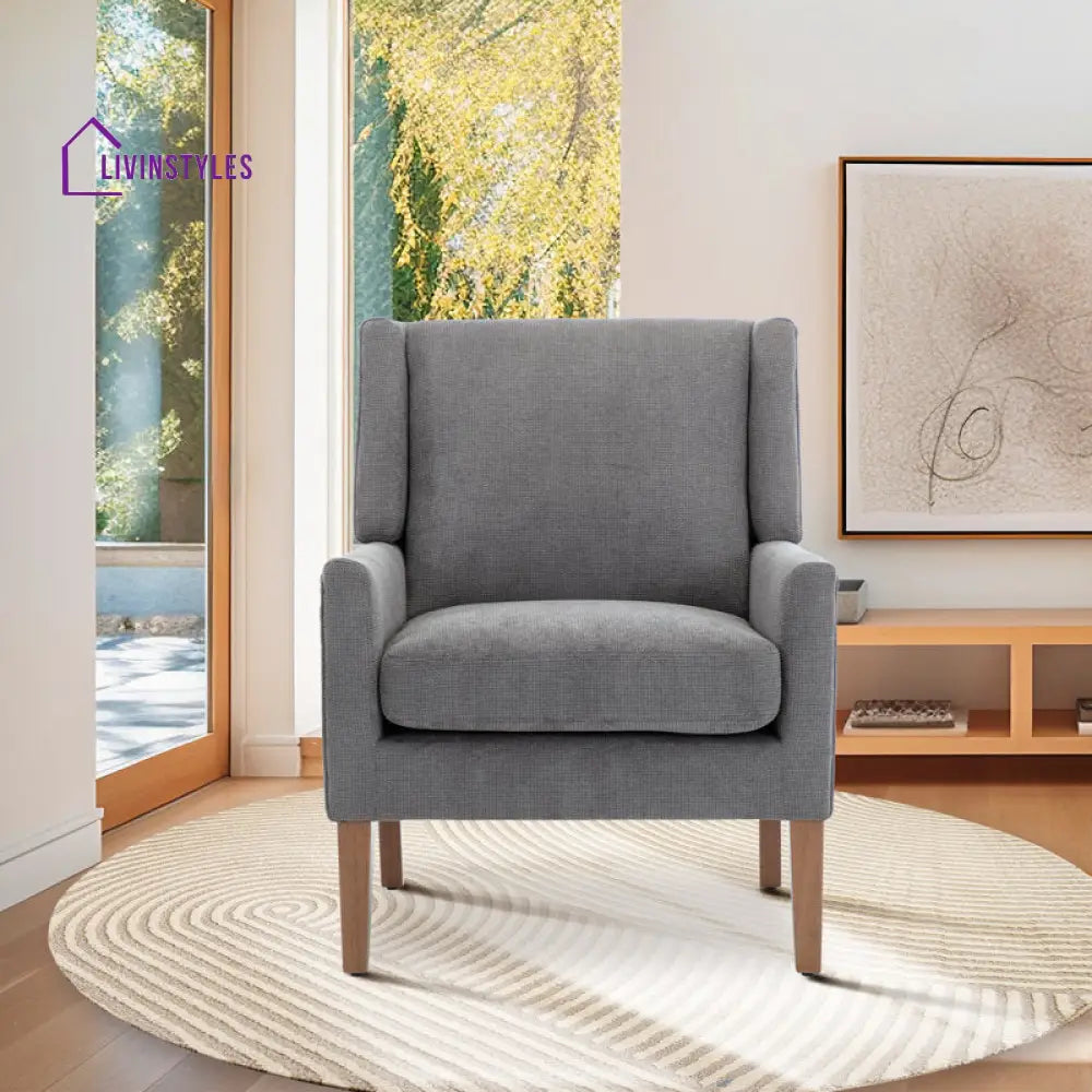 Vidhita Solid Wood and Fabric Arm Chair | Living Room Chair | Lounge Chair