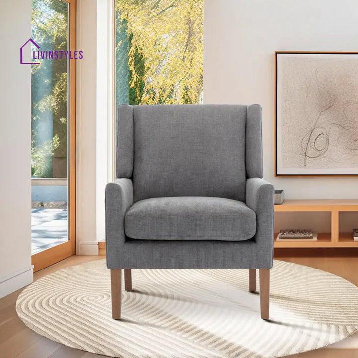 Vidhita Solid Wood and Fabric Arm Chair | Living Room Chair | Lounge Chair