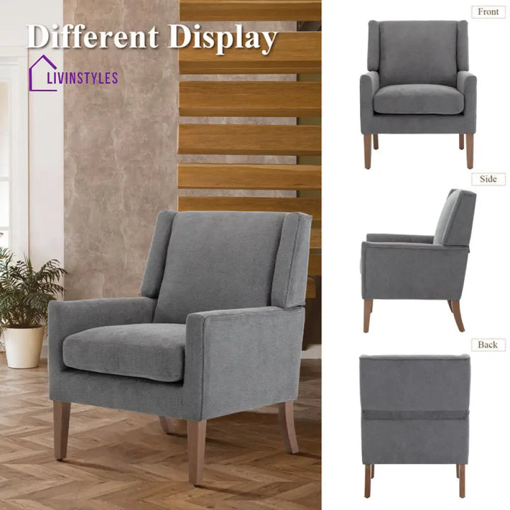 Vidhita Solid Wood and Fabric Arm Chair | Living Room Chair | Lounge Chair