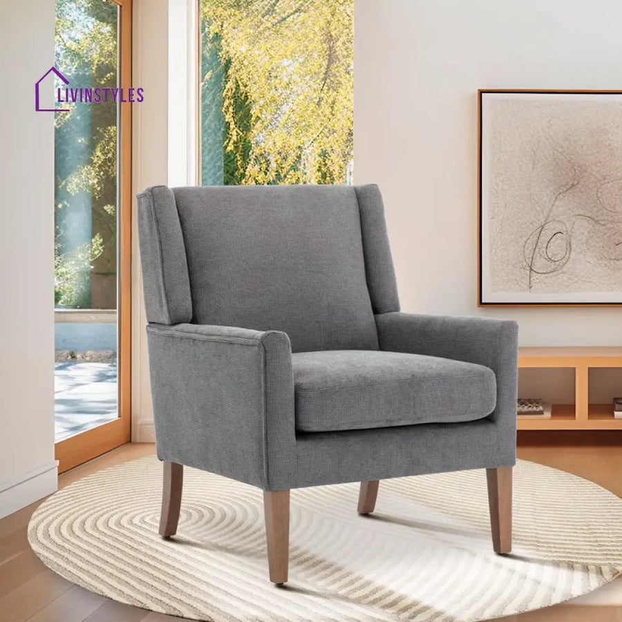 Vidhita Solid Wood and Fabric Arm Chair | Living Room Chair | Lounge Chair