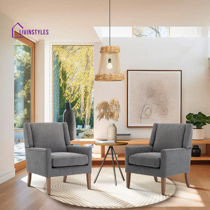 Vidhita Solid Wood and Fabric Arm Chair | Living Room Chair | Lounge Chair