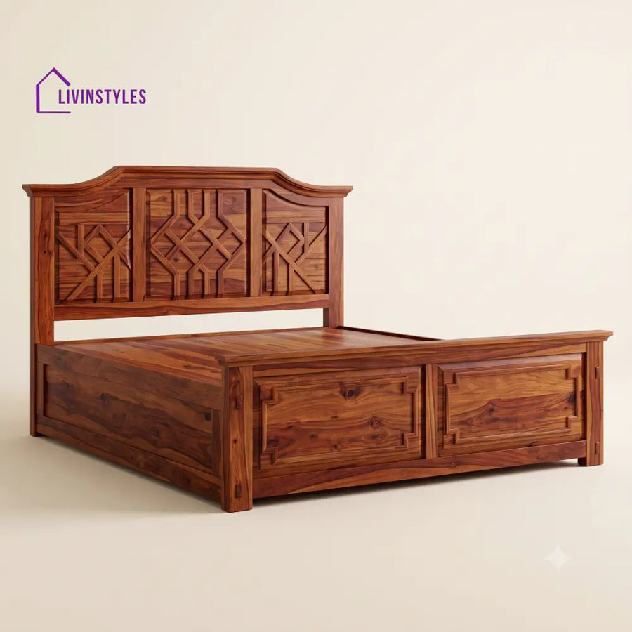 Vidhushree Sheesham Wood Bed With Box Storage | Wooden Bed