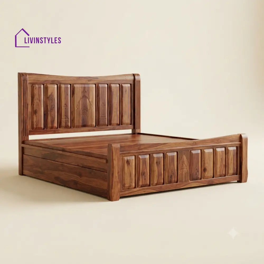 Vidhya Sheesham Wood Bed With Box Storage | Wooden Bed