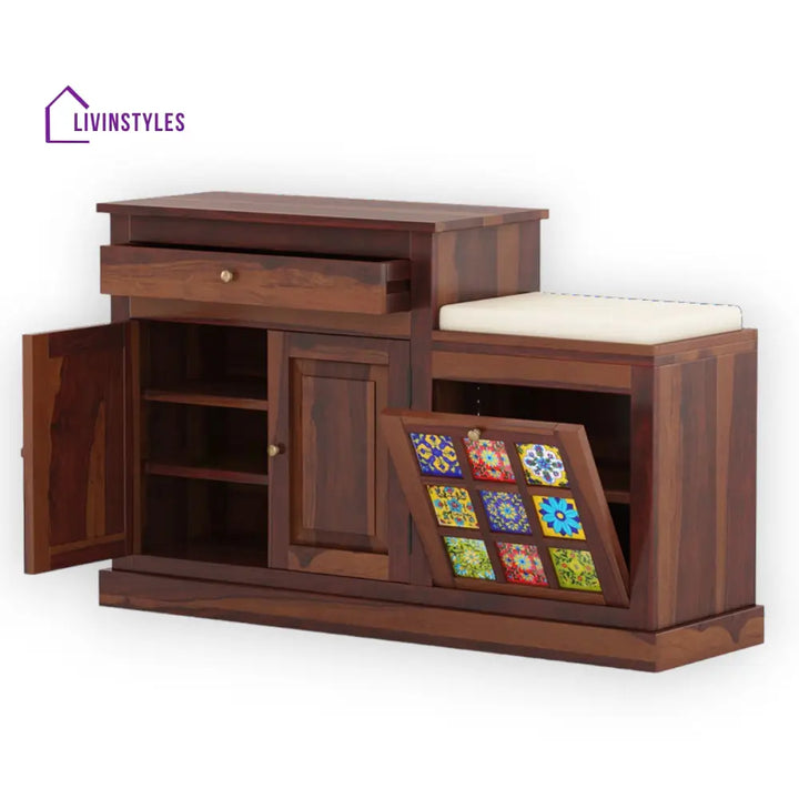 Vidhya Solid Wood Shoe Rack Brown