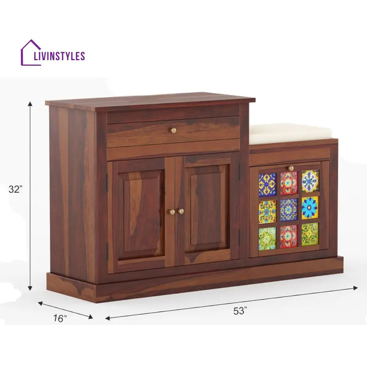 Vidhya Solid Wood Shoe Rack Brown
