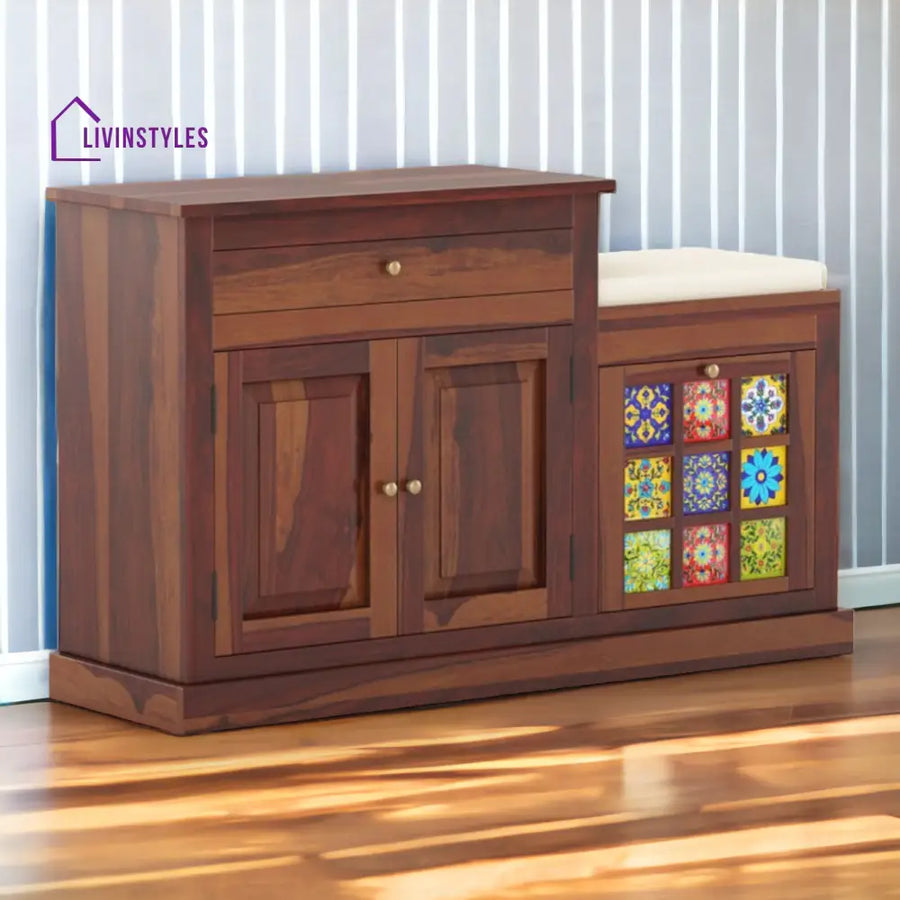 Vidhya Solid Wood Shoe Rack Brown