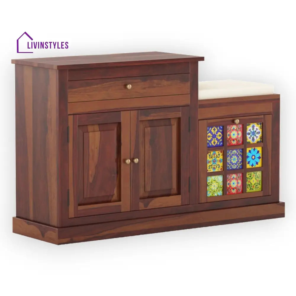 Vidhya Solid Wood Shoe Rack Brown