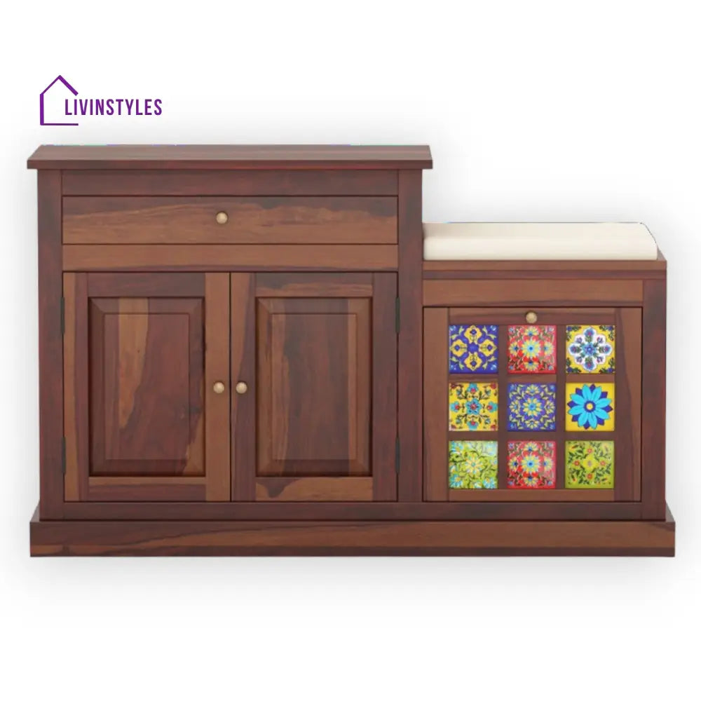 Vidhya Solid Wood Shoe Rack Brown