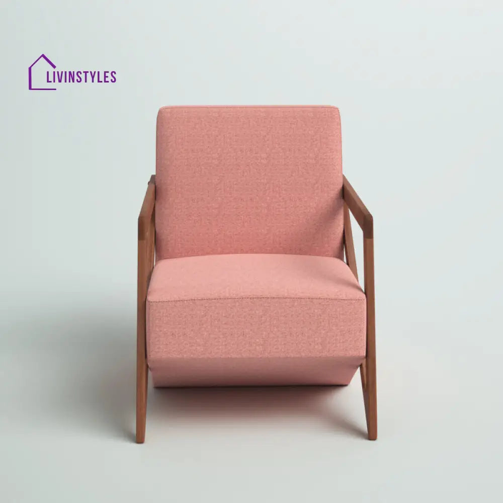 Viha Solid Wood and Fabric Arm Chair | Living Room Chair | Lounge Chair