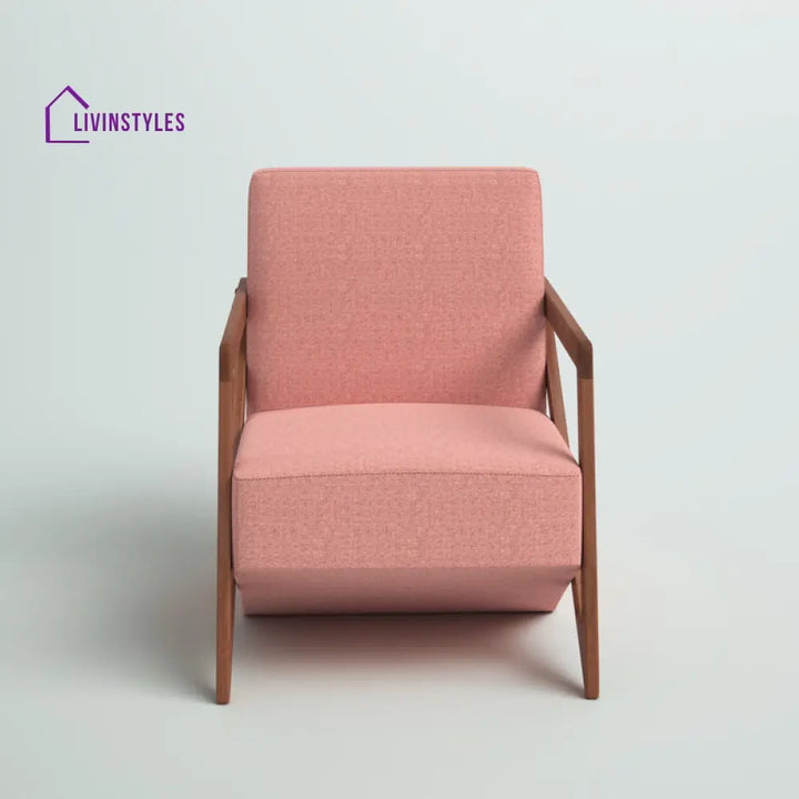 Viha Solid Wood and Fabric Arm Chair | Living Room Chair | Lounge Chair