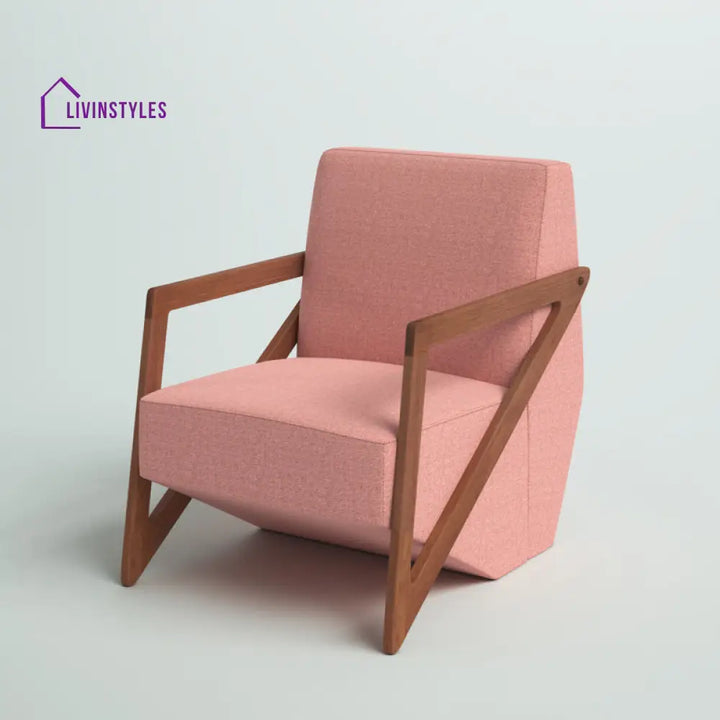 Viha Solid Wood and Fabric Arm Chair | Living Room Chair | Lounge Chair