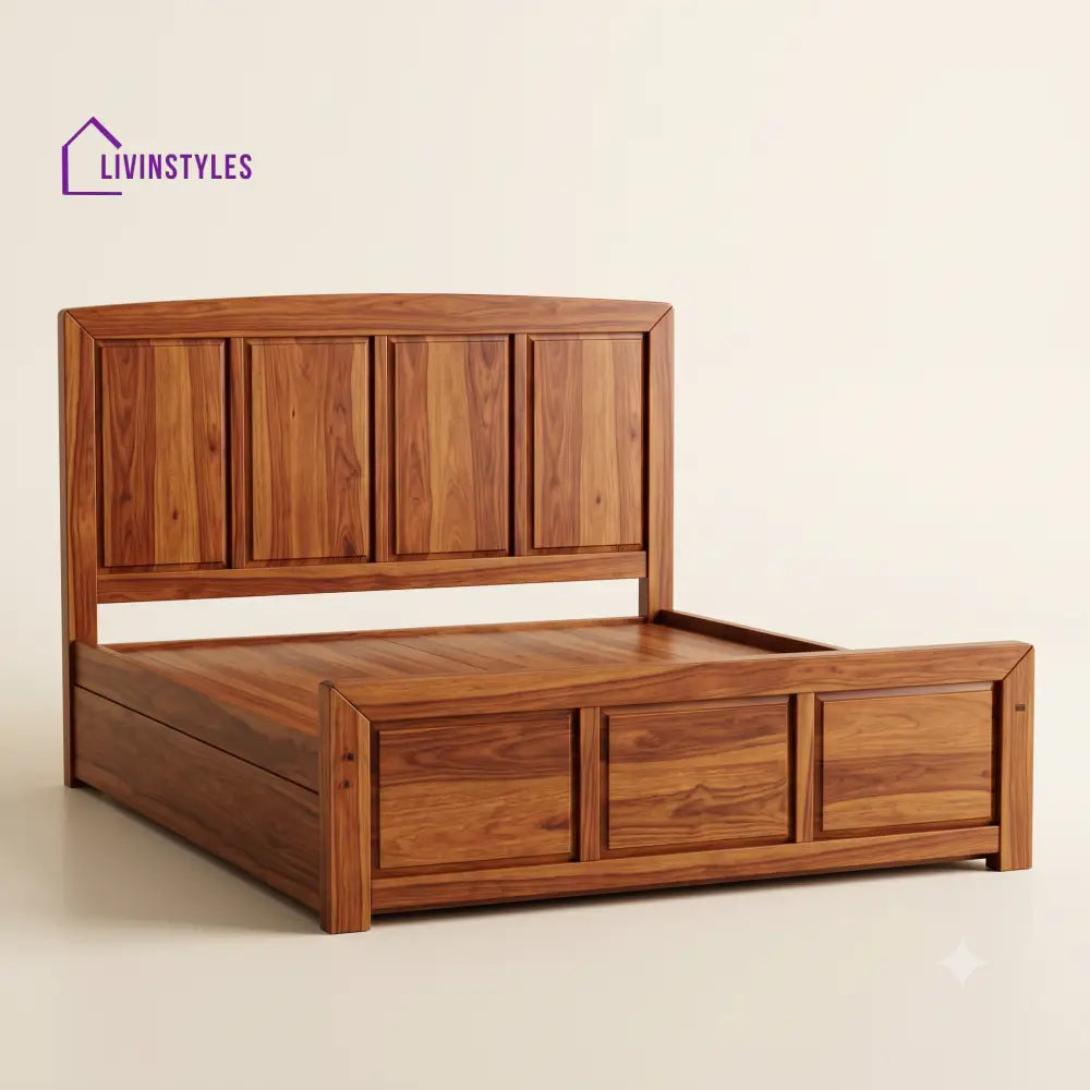 Vijayalakshmi Sheesham Wood Bed With Box Storage | Wooden Bed