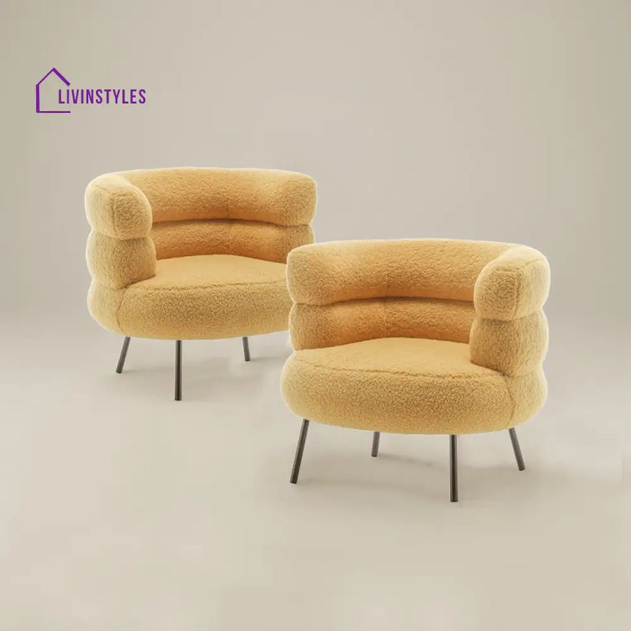 Vikentiy Exquisite Boucle Accent Chair Design Mustard - One Chair Only Furniture