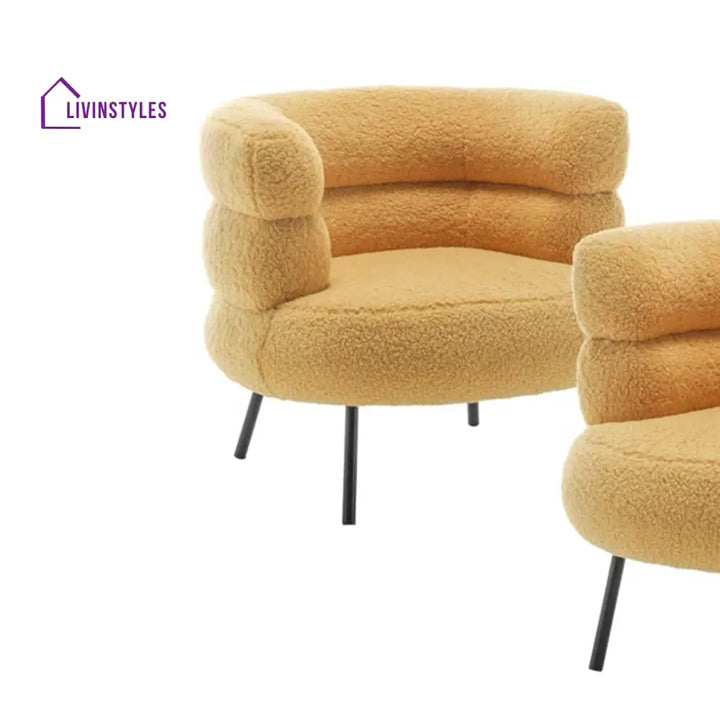 Vikentiy Exquisite Boucle Accent Chair Design Mustard - One Chair Only Furniture