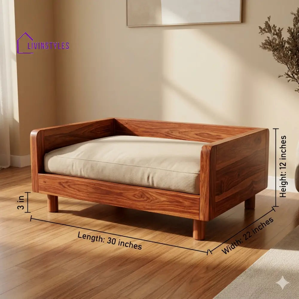 Viktor Solid Sheesham Wood Pet Daybed | Cat Bed | Dog Bed