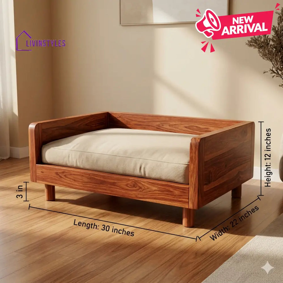 Viktor Solid Sheesham Wood Pet Daybed | Cat Bed | Dog Bed
